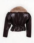 CROP ECO LEATHER JACKET ΜΕ ΓΟΥΝΑ
