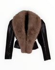 CROP ECO LEATHER JACKET ΜΕ ΓΟΥΝΑ
