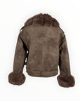 OLIVE FUR BIKER JACKET